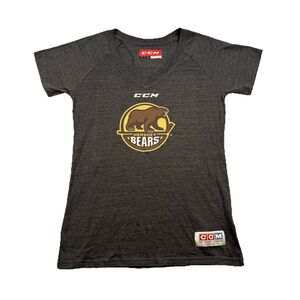Hershey Bears CCM V Neck T Shirt Womens L Gray Short Sleeve